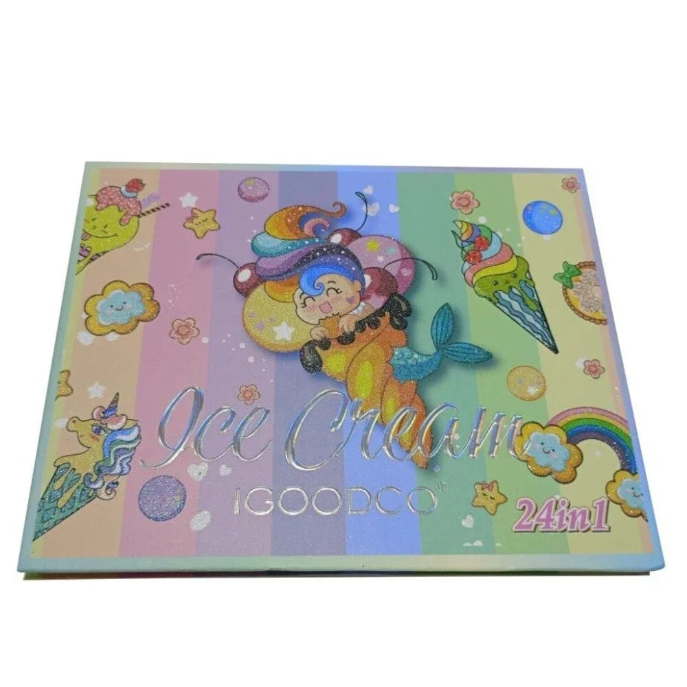 IGOODCO Ice Cream 24 in 1 Eyeshadow Palette Colorful Rainbow Pastel New